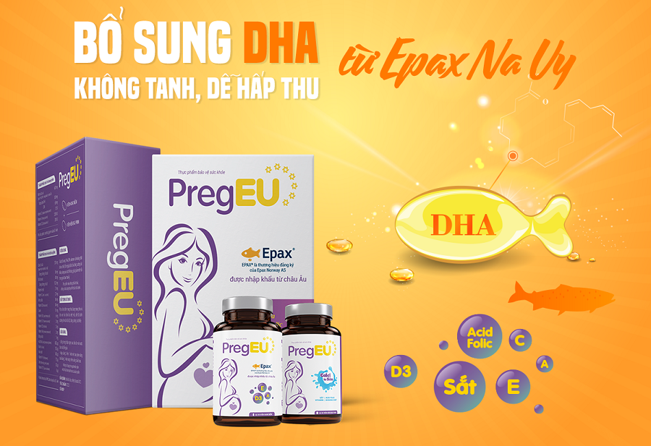Bổ sung thêm bộ đôi viên uống PregEU để đảm bảo sức khỏe và đủ dinh dưỡng cho mẹ và bé